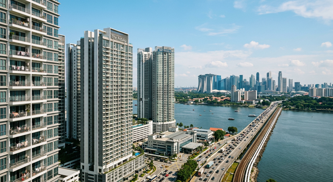 Modern condominium towers in Johor Bahru, a key invisible grill installation area, near Singapore