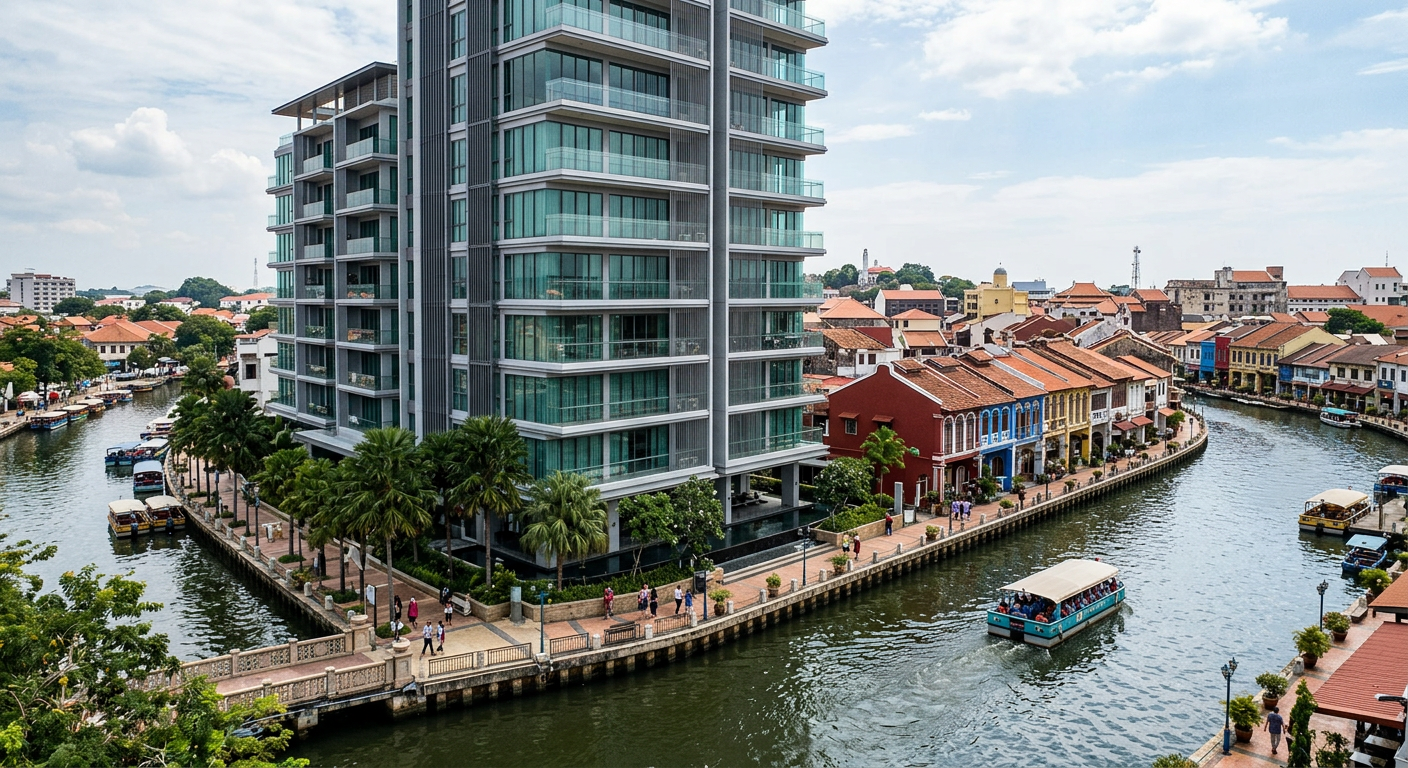 Condominium along the Melaka River with heritage buildings — an invisible grill installation hotspot
