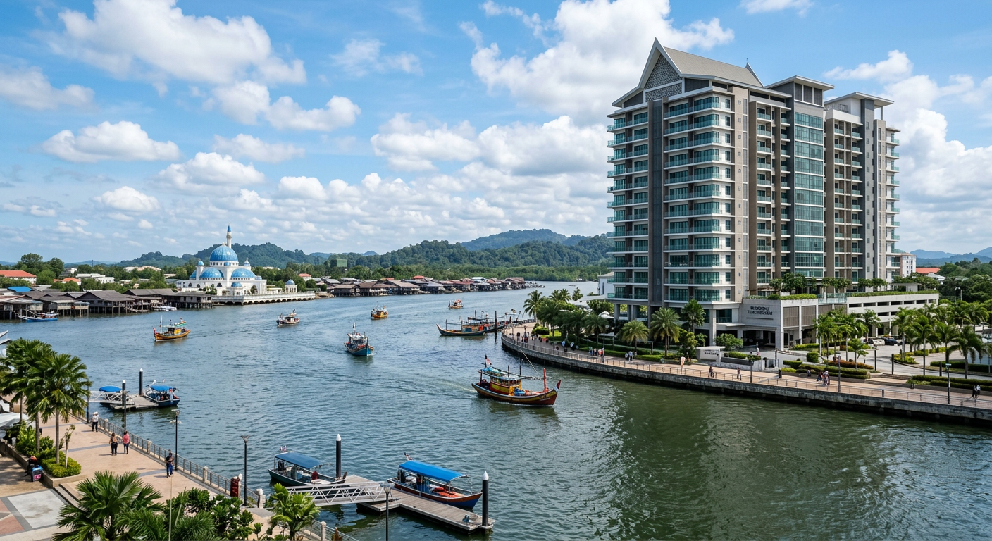 Modern apartment in Kuala Terengganu near the waterfront — invisible grill service area